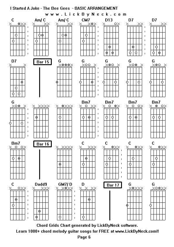 Chord Grids Chart of chord melody fingerstyle guitar song-I Started A Joke - The Bee Gees  - BASIC ARRANGEMENT,generated by LickByNeck software.